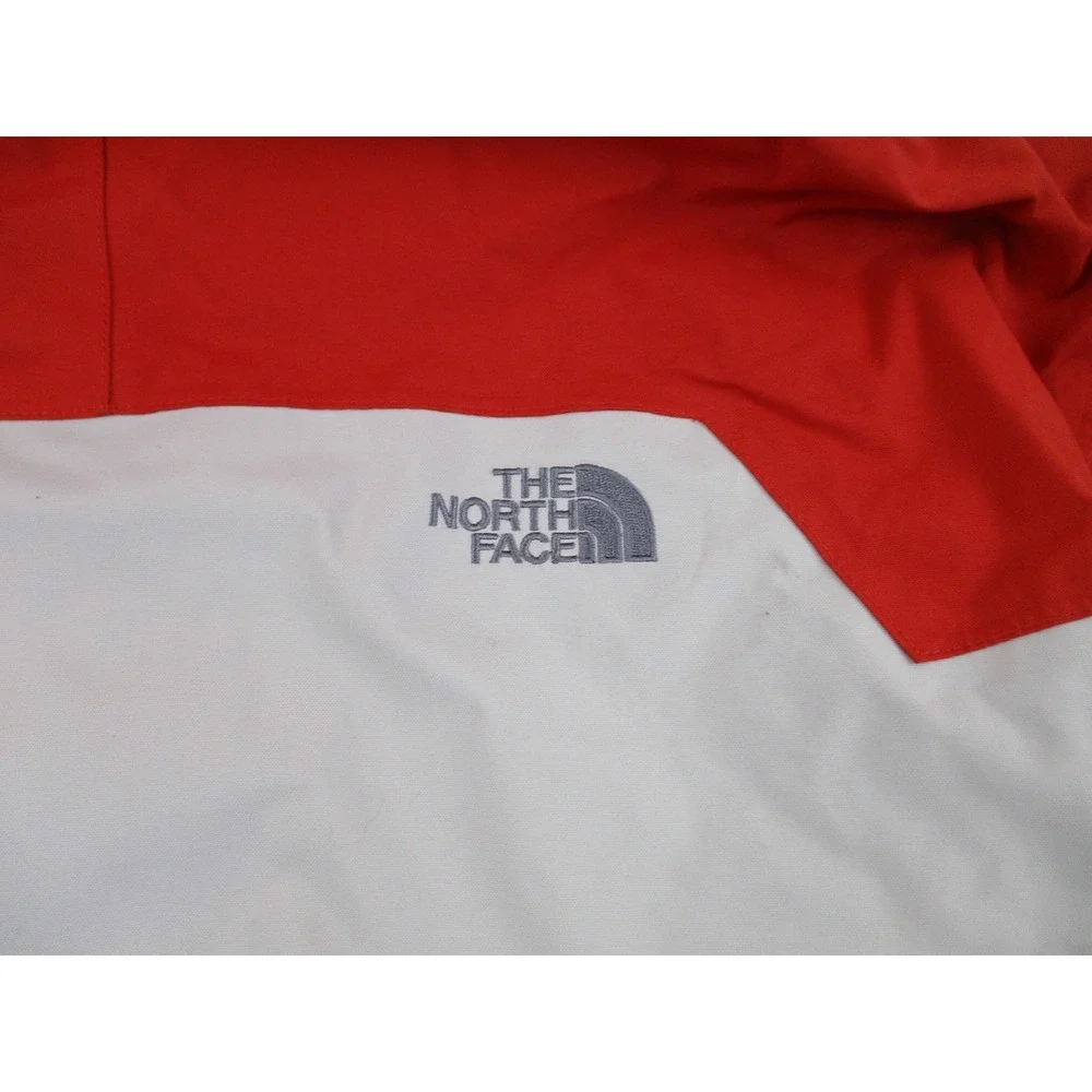 The North Face Jacket Mens L Red Grey HyVent Hooded Waterproof Colorblock Shell